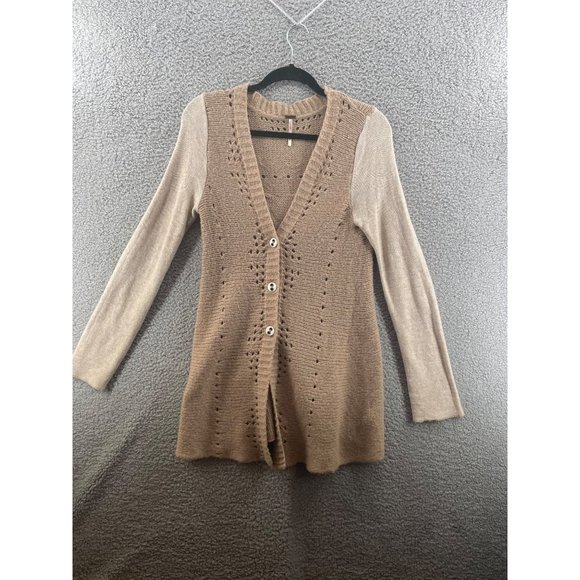 Free People Knit Wool Buttoned Womens Cardigan Tan Size PSmall - Picture 2 of 10